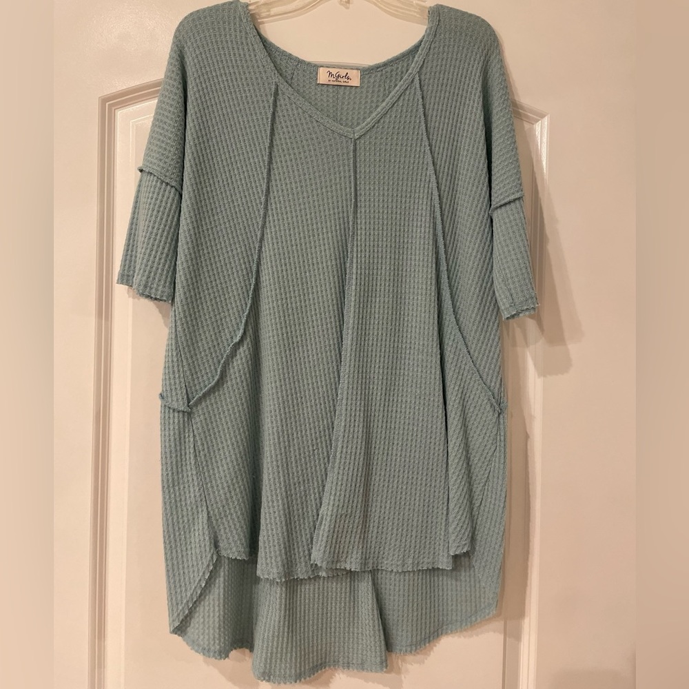 Blue waffle tunic